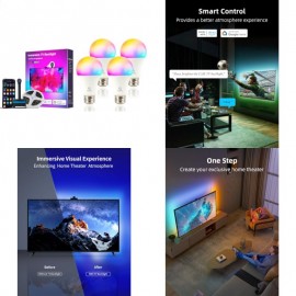 Ailofy Smart TV LED Backlight with Camera for TV 75-85 inch TV + 4 Pack LED Smart Light Bulbs