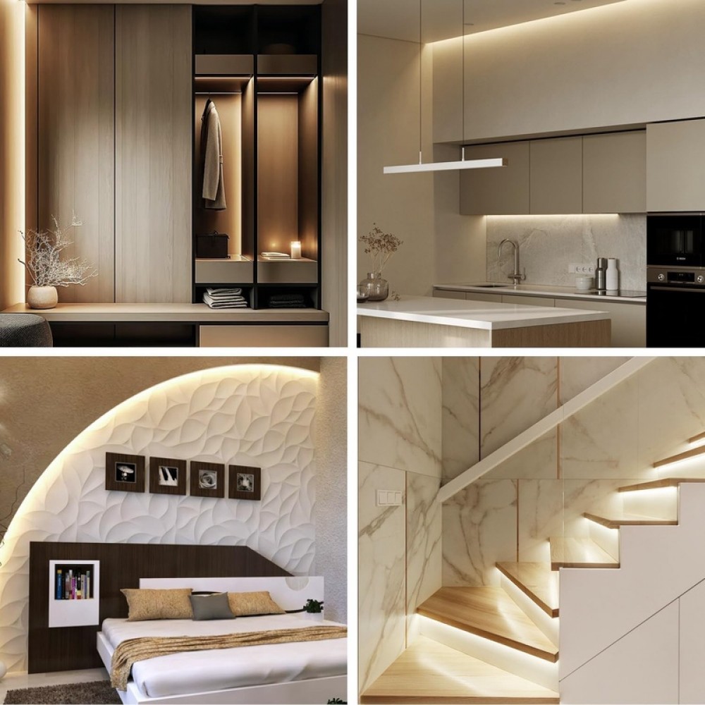 COB LED Strip Lights 3000K 65.6ft DC 24V Dimmable White Flexible LED Tape Light for Bedroom, with Remote and app Control LED Tape Lights CRI90, forLiving Room, Shelf, Cabinet Home Decoration