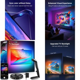 TV LED Backlight with Camera 13.7ft LED Lights for 45-65 Inch TVs and PC Monitors Smart App Control TV Lights That Change with TV Music Sync Strip Lighting for Gaming Home Decor