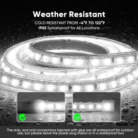 LED Strip Light Super Bright 8000LM PlugandPlay 120V Driverless Easy Wiring Flicker Free Weatherproof for Outdoor Indoor Min. 3.9
