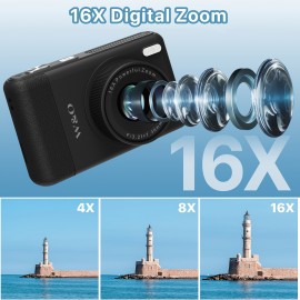 4K 64MP Digital Camera for Photos And Videos, Compact Design with Selfie Lens, Anti-Shake Feature, 16X Zoom, Includes 32GB Memory Card, Perfect Point-And-Shoot Camera for Teens And Beginners, Great Birthday Gift