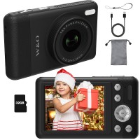 4K 64MP Digital Camera for Photos And Videos, Compact Design with Selfie Lens, Anti-Shake Feature, 16X Zoom, Includes 32GB Memory Card, Perfect Point-And-Shoot Camera for Teens And Beginners, Great Birthday Gift
