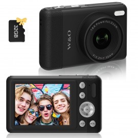 4K 64MP Digital Camera for Photos And Videos, Compact Design with Selfie Lens, Anti-Shake Feature, 16X Zoom, Includes 32GB Memory Card, Perfect Point-And-Shoot Camera for Teens And Beginners, Great Birthday Gift