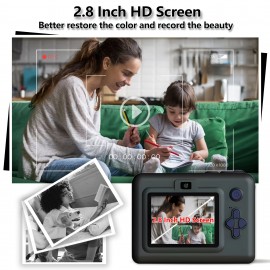 A Camera with Printing Capabilities, Featuring Instant Photo Printing, Comes with Three Rolls of Photo Paper, a Strap, a USB Charging Cable, And a Portable Multifunctional Photo Printer. It Includes a Rechargeable 18650 Lithium Polymer Battery