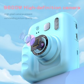 Instant printing camera with 2.4 inch high-definition screen, dual camera heads for 300000 high-definition photos, 1080P recording function, built-in MP3 player and fun games | Includes 3 rolls of printing paper and hanging rope | Classic and cute