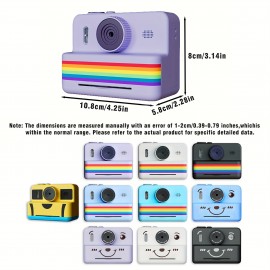 Children's Instant Camera, Kids' Print-on-the-Spot Camera with Printing Function, 2.8-inch HD Screen, 1080P Video, Includes 3 Rolls of Photo Paper, 32GB Memory Card, Card Reader, 6 Paint Brushes, Lanyard, USB Charging Cable, Portable Multifunctional