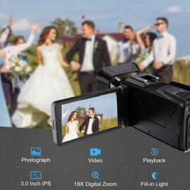 4K Vlogging Camera with 53 Million Pixels, 3-Inch IPS Screen, 18x Digital Zoom, Built-in Microphone & Supplementary Light, 32GB Memory Card, USB/Battery Powered, 16:9 Widescreen, Auto Focus, Manual Exposure Control, Compact Design for Vlogging, Live Streaming, Travel, Vlogging Equipment, Modern Gadget, Highquality Lens, Content Creators, Travel Photography, Sleek Gadget, Durable Construction, 4K recorder, video live-capture camera