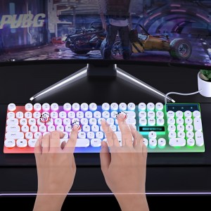 Mechanical Keyboard Wired Illuminated Keyboard Retro Punk Keycaps Gaming E-Sports Office Desktop Computer Peripheral USB Plug and Play Mechanical Feel Mixed Color Backlit, Keyboard for Computer, Gaming Keyboard, Punk Style Keys, Durable Keycaps, E-Sports Gear, Punk Aesthetic, Sturdy Construction, Usbpowered Keyboard, Streamers, Office Workers