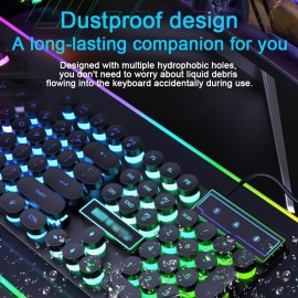 Mechanical Keyboard Wired Illuminated Keyboard Retro Punk Keycaps Gaming E-Sports Office Desktop Computer Peripheral USB Plug and Play Mechanical Feel Mixed Color Backlit, Keyboard for Computer, Gaming Keyboard, Punk Style Keys, Durable Keycaps, E-Sports Gear, Punk Aesthetic, Sturdy Construction, Usbpowered Keyboard, Streamers, Office Workers