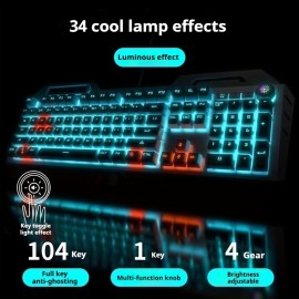 WEADN Durable Mechanical Gaming Keyboard with Aluminum Alloy Panel, Built-in Phone Holder, Ergonomic Design, Sturdy and Stylish, Plug and Play USB Wired Connection, Perfect for PC Gamers, Office Typing, Long-Lasting Performance, EWEADN