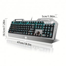 WEADN Durable Mechanical Gaming Keyboard with Aluminum Alloy Panel, Built-in Phone Holder, Ergonomic Design, Sturdy and Stylish, Plug and Play USB Wired Connection, Perfect for PC Gamers, Office Typing, Long-Lasting Performance, EWEADN