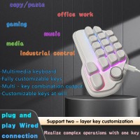 17-key mechanical keyboard, Type-C wired connection, easy to use, RGB backlight, multimedia knob, suitable for office and gaming, pleasant key sound, lightweight and portable, compact design, can be used by simply plugging in the Type-C connection