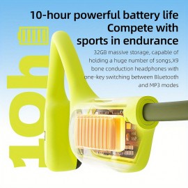 32GB Memory + IPX8 High Quality POLVCDG Upgraded X9 Wireless Bone Conduction Headphones, 10-Hour Battery Life, Stable Signal, Clear Sound Quality, High-Quality Open-Ear Sports Earbuds for Swimming, Running, Cycling & Fitness Activities