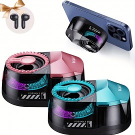 3-in-1 Portable Wireless Speaker System with Noise-Canceling Headphones, Built-in Phone Stand & Ambient Light Show - USB-C Fast Charging, Wireless, Lithium-Polymer Battery, Compatible with Smartphones/Tablets/Laptops - All-in-One Entertainment Center with HD Stereo Sound, Noise Isolation Headphones & Wireless Audio for Home, Travel, Parties - Multi-Color Options (Black/Turquoise/More)