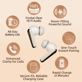 New Wireless Earbuds | ENC Noise Cancellation, Lightweight In-Ear Design with Dual Microphones, Immersive Sound and Bass, Compatible with Apple and Android Systems