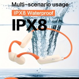 Wireless Open-Ear Headphones for Running, Swimming and Diving with IPX8 Rating, 32G Memory Bone Conduction Bluetooth Call Earbuds