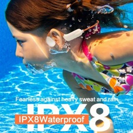 Wireless Open-Ear Headphones for Running, Swimming and Diving with IPX8 Rating, 32G Memory Bone Conduction Bluetooth Call Earbuds