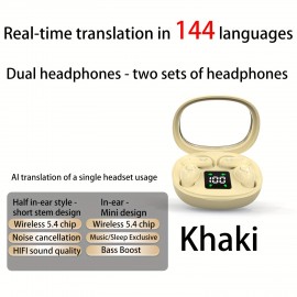 AI Smart Translation Noise-Canceling Headphones with Real-Time Two-Way Translation in 144 Languages, Featuring Two Ear Cups, Long Battery Life, Dual Touch And Voice Control, True Copper Ring Composite Membrane Speakers, Enhanced Bass