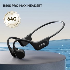 Sanag B60S Bone Conduction Headphones with 64GB Memory, Open Wireless Design, 3D Stereo Sound, Suitable for Running And Cycling