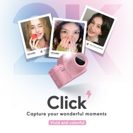 2K brand new Vlog compact camera with high-definition video recording. 1.47-inch IPS color screen. Built-in lithium battery of 180mAh. Recording duration: 50 minutes. MJPEG compression format. AVI video format. Can switch between wearing a necklace