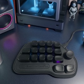 17-key mechanical keyboard, Type-C wired connection, easy to use, RGB backlight, multimedia knob, suitable for office and gaming, pleasant key sound, lightweight and portable, compact design, can be used by simply plugging in the Type-C connection